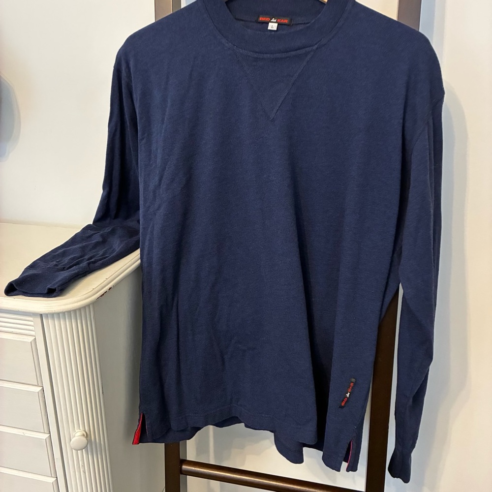 Red Ear Men's Navy Blue Long Sleeve Shirt. Size L. 100% cotton
